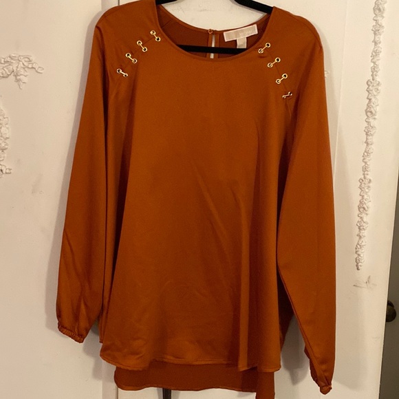 Michael Kors Tops - Maple leaf satin Michael Kors top. NWT SZ XXL